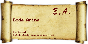 Boda Anina névjegykártya